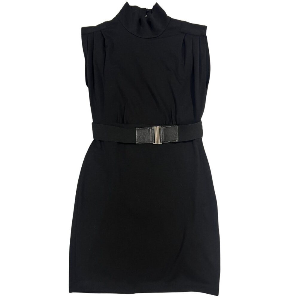 Caché Sleeveless High Neck Dress Removable Elastic Belt Bodycon Work LBD Size 6